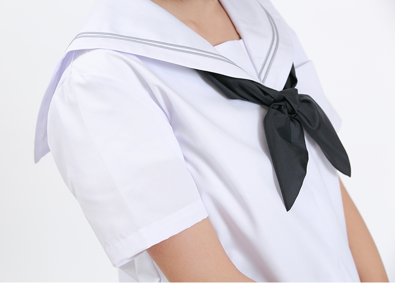 セーラー服 半袖 夏用 女子 制服 白 グレー2本ライン 150cmA～180cmA (夏服 学生服 中学校 中学生 Tiara) (送料無料) (取寄せ)