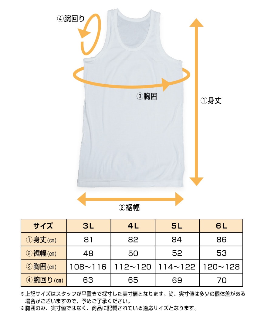 メンズ ランニングシャツ 大きいサイズ 綿100% 2枚組 3L～6L (タンクトップ 下着 シャツ 男性 白 無地 肌着 インナー インナーウェア  3l 4l 5l 6l)