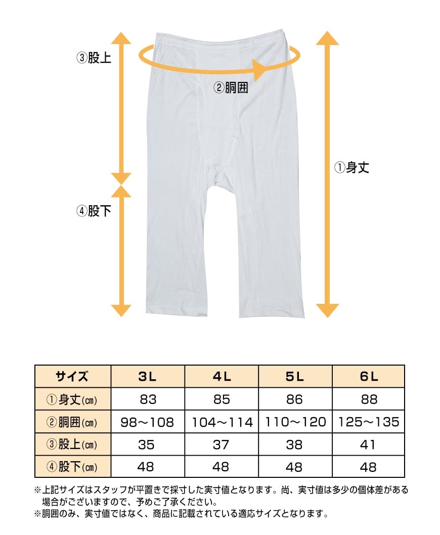 綿100% ロングパンツ 大きいサイズ 2枚組 3L~6L (下着 綿 ボトム インナー ステテコ ズボン下 メンズ)