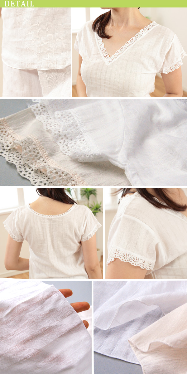 綿100% 半袖 インナー レース M〜LL (綿 下着 レディース シャツ フレンチ袖 2分袖 無地 女性 肌着 薄手) 【在庫限り】