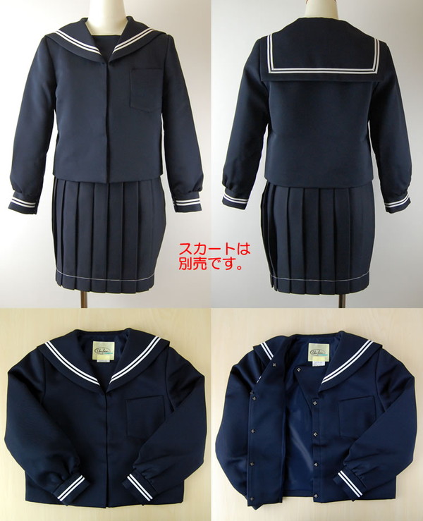 トンボ学生服 女子小学生 カシドス織り 白2本ラインセーラー服 120cmA～130cmA (トンボ TOMBOW 丸洗いOK) (送料無料) (取寄せ)