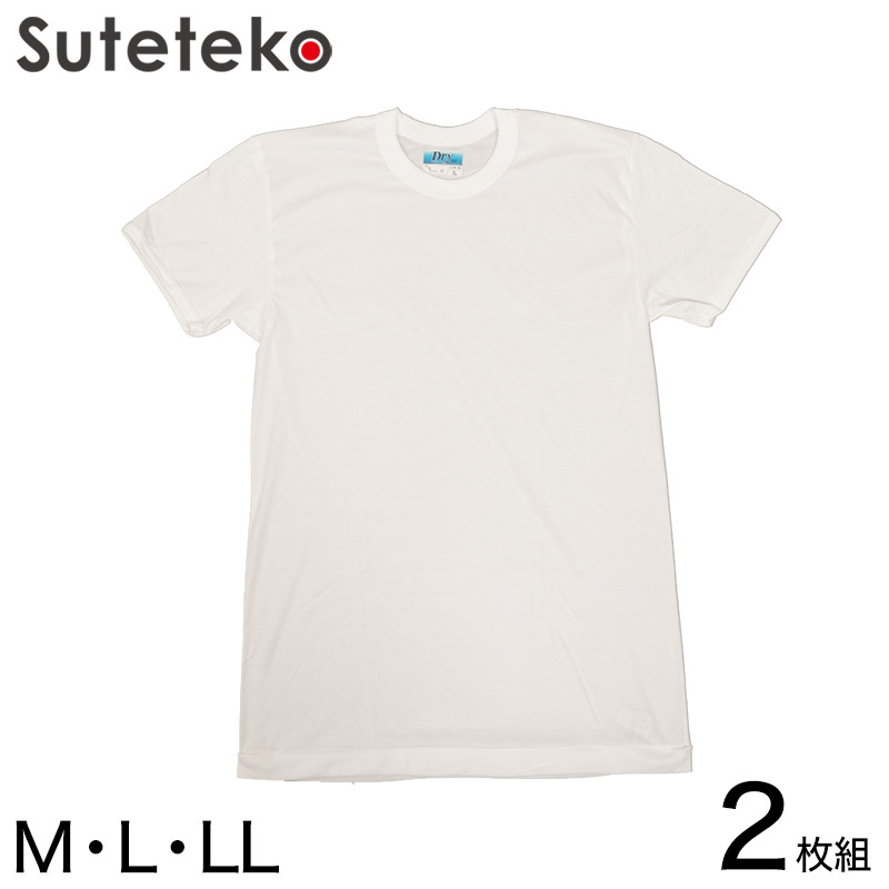 Tシャツ メンズ 半袖 丸首シャツ 2枚組 M～LL (tシャツ 男性 紳士 インナー インナーウェアー 肌着 シャツ クルーネック 抗菌防臭 吸汗速乾 M L LL) (在庫限り)