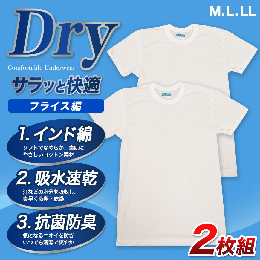 Tシャツ メンズ 半袖 丸首シャツ 2枚組 M～LL (tシャツ 男性 紳士 インナー インナーウェアー 肌着 シャツ クルーネック 抗菌防臭 吸汗速乾 M L LL) (在庫限り)