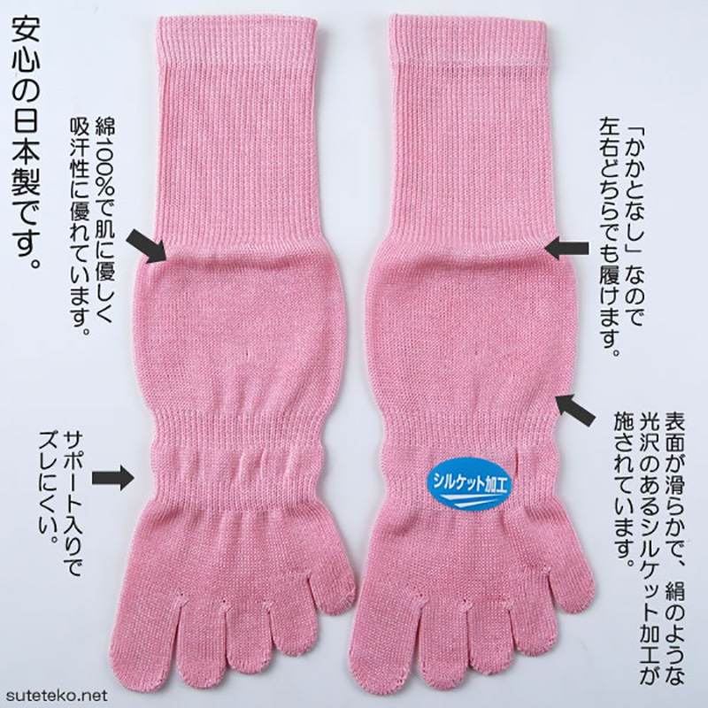 5本指ソックス レディース 綿100% ショートソックス 22-25cm (五本指 靴下 女性 コットン 縮みにくい 日本製 かかとなし) (婦人靴下)