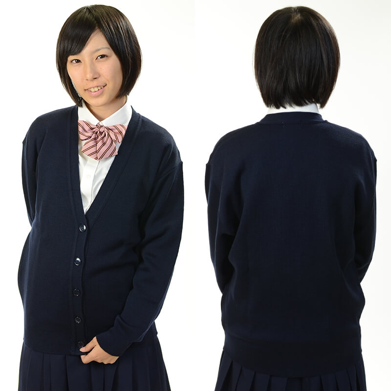 FIRST BEAT 女性用スクールニットVカーディガン 110cm・120cm (FIRSTBEAT 学生服 制服 中学生 高校生 通学 スクール ニット 女子高生 カーデガン 学生 黒 紺 スクールセーター 丸洗いOK 毛玉ができにくい) (学生服) (取寄せ)