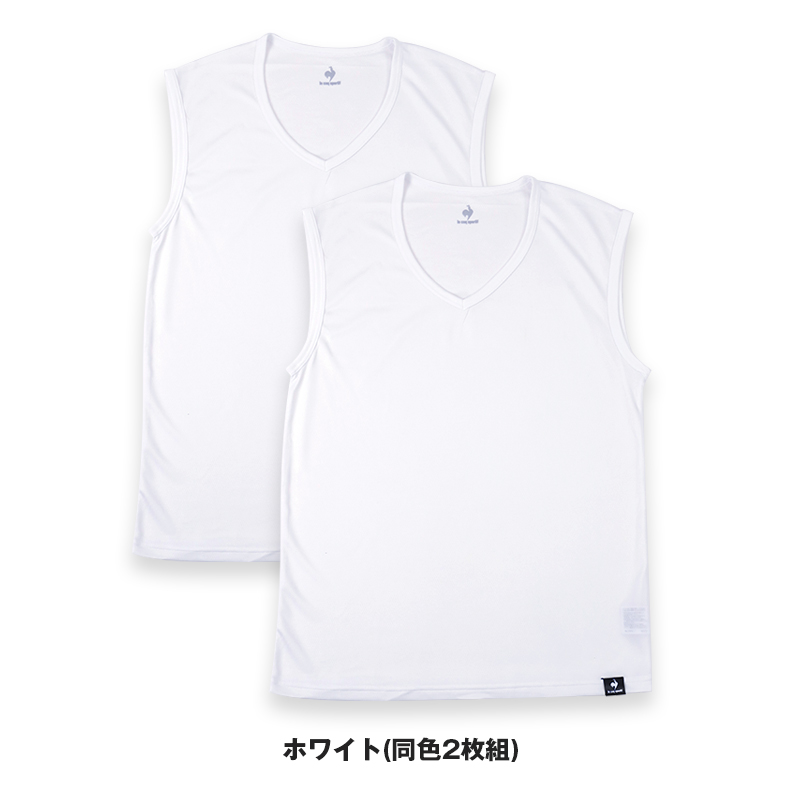 ルコックスポルティフ 裏ハニカムメッシュ V首 半袖 Tシャツ インナー メンズ M L LL 運動 スポーツ 夏 男性 下着 ブランド 肌着 白 黒 吸汗速乾 UV対策 紫外線対策 Vネック