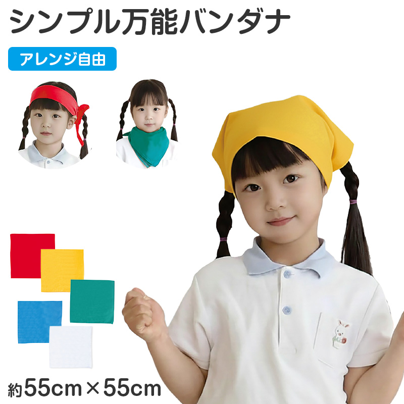 バンダナ 55cm 大判 ペイズリー カラー キッズ 三角巾 55×55cm ヘアアクセサリー 首巻き 頭巻き スカーフ 運動会 体育祭 ダンス イベント フェス アウトドア カラフル 軽量 ノベルティ ペット ファッション小物 デザインバンダナ (取寄せ)