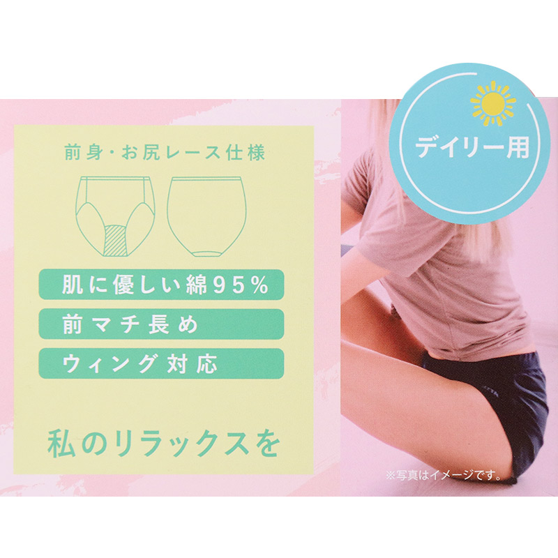 サニタリーショーツ 羽根つき デイリー用 1分丈 綿 コットン 下着 レディース ノンゴム M L LL 綿混 ショーツ サニタリー 生理用ショーツ 汚れが目立たない パンツ 無地 定番 紺 生理 肌に優しい
