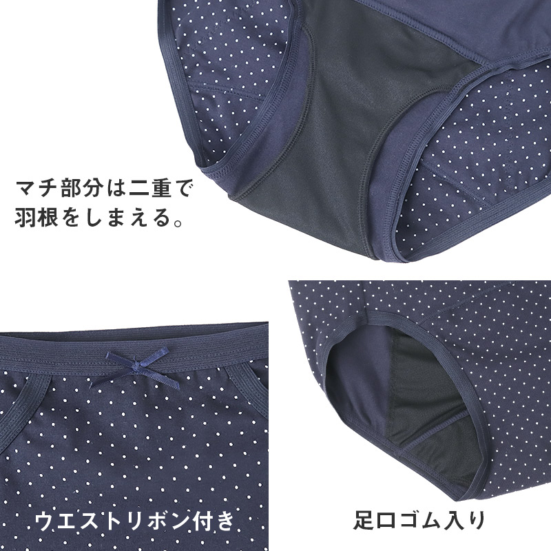 サニタリーショーツ 羽根つき ナイト用 綿 コットン 下着 レディース M L LL 3L 綿混 ショーツ サニタリー 生理用ショーツ 汚れが目立たない パンツ 無地 レース 定番 黒 生理 肌に優しい