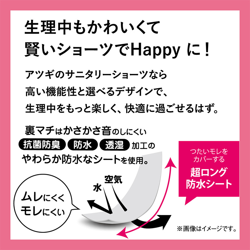 1week 多い日 レース付き 超ロング防水シート サニタリーショーツ M・L (生理用ショーツ アツギ 防水シート サニタリー 羽つき ショーツ インナー 肌着 下着 婦人肌着) (在庫限り)