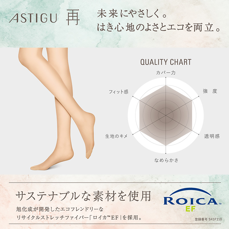 アスティーグ 再 ストッキング レディース パンスト M-L・L-LL (ASTIGU パンティストッキング 婦人 エコ eco)