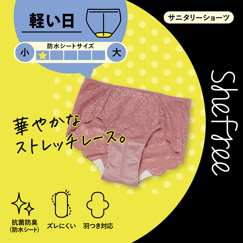 サニタリーショーツ 生理用ショーツ シームレス 軽い日 ショーツ レディース 羽根つき M・L (生理用 防水 アツギ サニタリー 羽つき ウイング 下着 インナー)