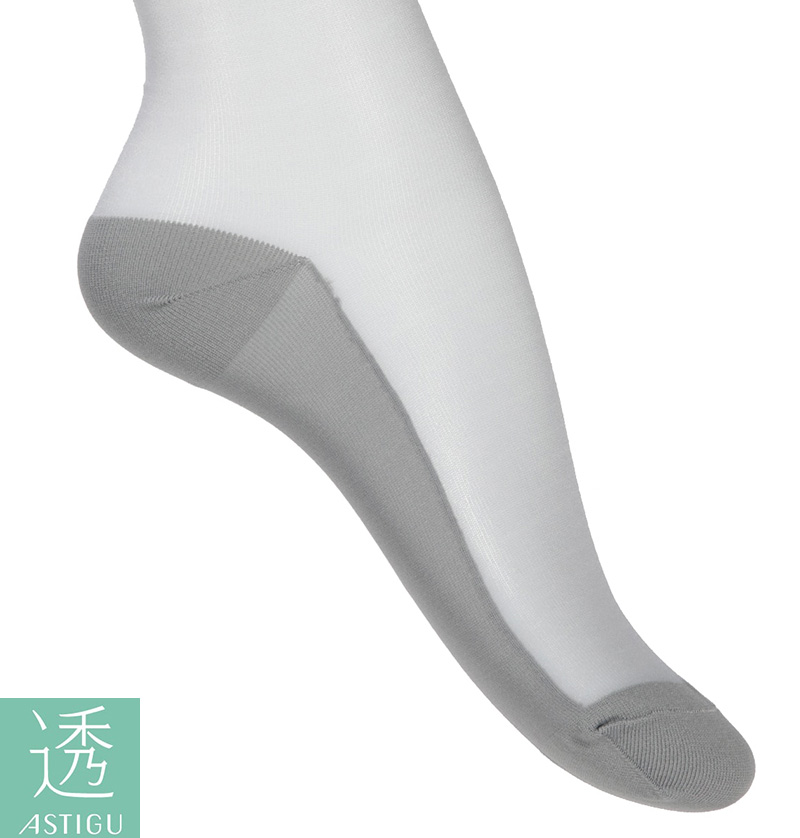 アスティーグ 透 ショートストッキング ストッキング ひざ下 ハイソックス 22-24cm ASTIGU ひざ下丈 婦人 ベージュ 黒 グレー 白 透明感 伸縮性