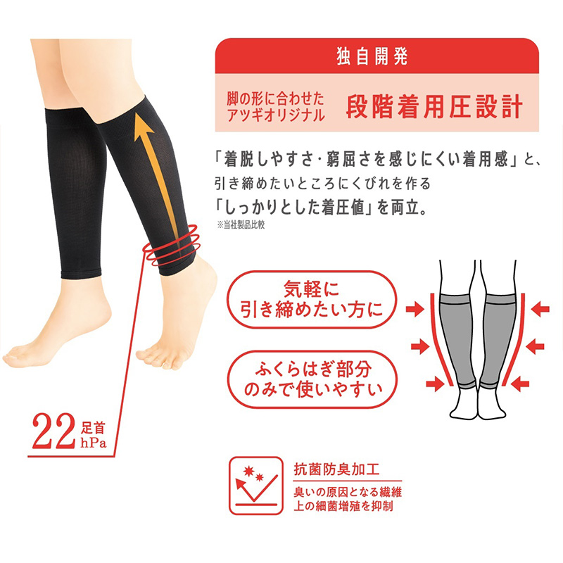 アツギ メディカル Atsugi Medical 一般医療機器 着圧ソックス レディース ハイソックス 足首28hPa 23-25cm 靴下 くつ下 ソックス 抗菌防臭 ヌードトウ むくみ対策 レッグケア ソフト着圧 インナー 段階着圧 美脚ケア フィット 快適 通気性