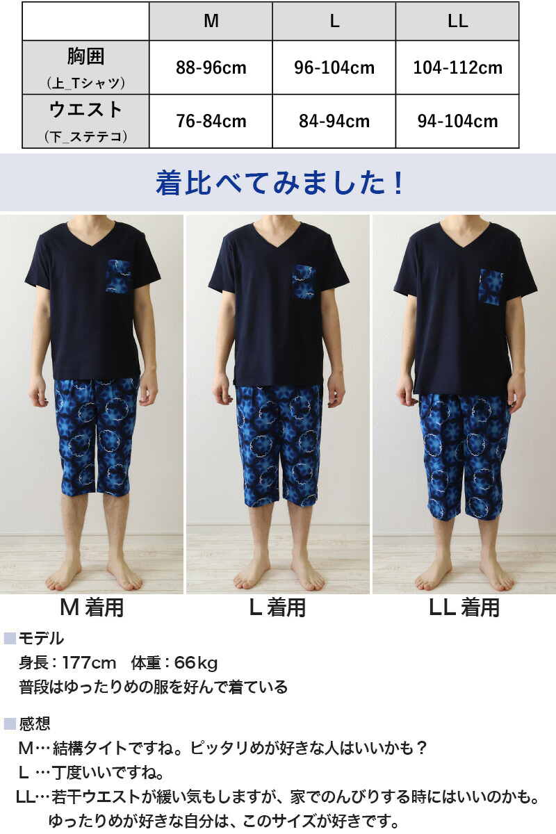 綿100% V首シャツ＋ステテコ 上下セット パジャマ 夏用 メンズ ルームウェア 半袖 M～LL Tシャツ 部屋着 綿100% シャレテコ 半ズボン下 大きいサイズ 父の日ギフト プレゼント 和柄 シニア 実用的