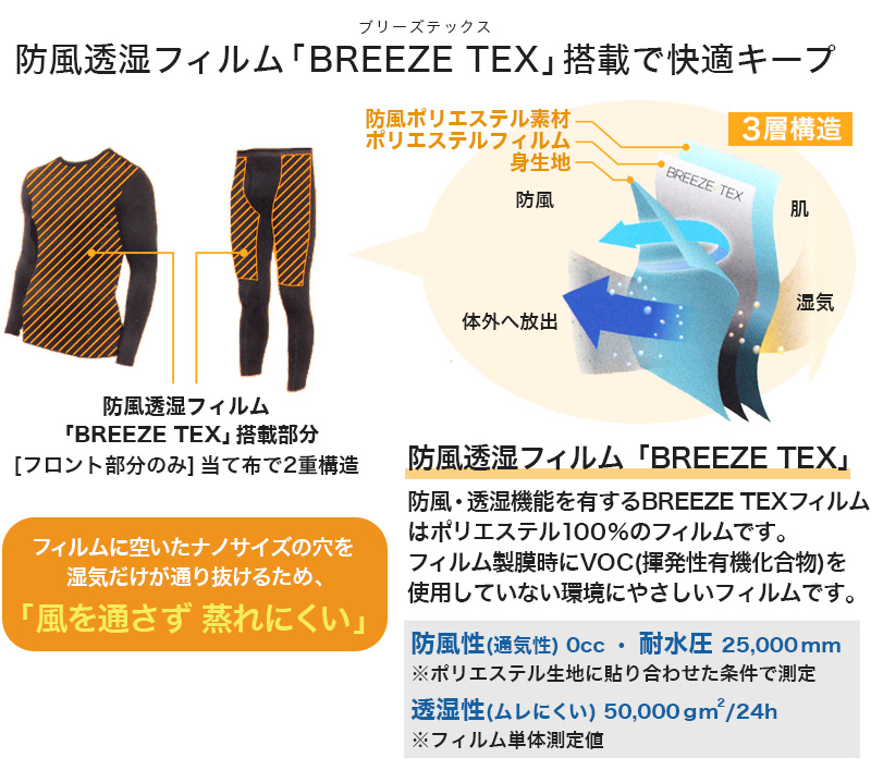 長袖 ハイネック メンズ シャツ インナー 裏起毛 M～LL (あったか 重ね着 防寒 防風 蒸れにくい バイク ウィンタースポーツ) (在庫限り)