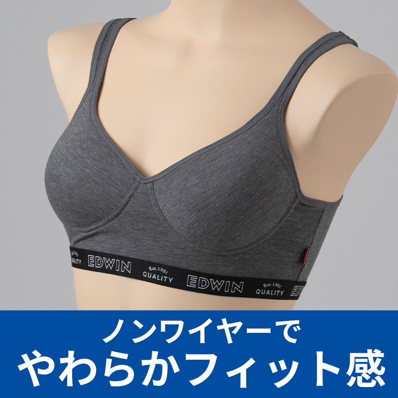 EDWIN レディース ショーツ 1分丈 綿素材 優しい肌触り フィット感 やわらか ストレッチ 動きやすい 下着 インナー 女子 黒 グレー チャコール M L M・L