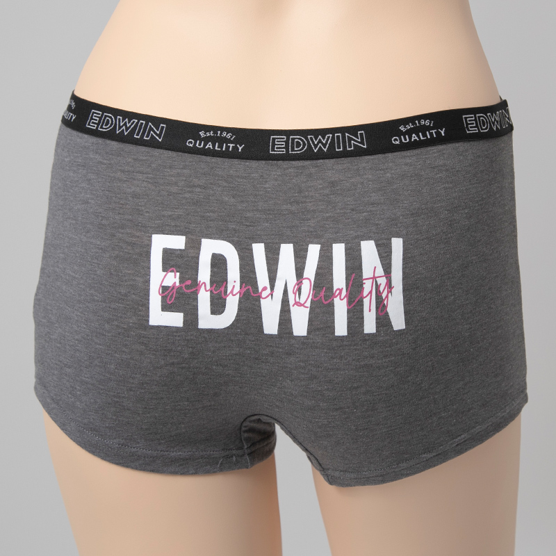 レディース ノンワイヤーブラ モールドカップブラ EDWIN 綿素材 フィット感 柔らかい 着け心地 快適 優しい肌触り ストレッチ 動きやすい 快適 下着 インナー ブラジャー ロゴ入り 女子 M L 黒 チャコール グレー