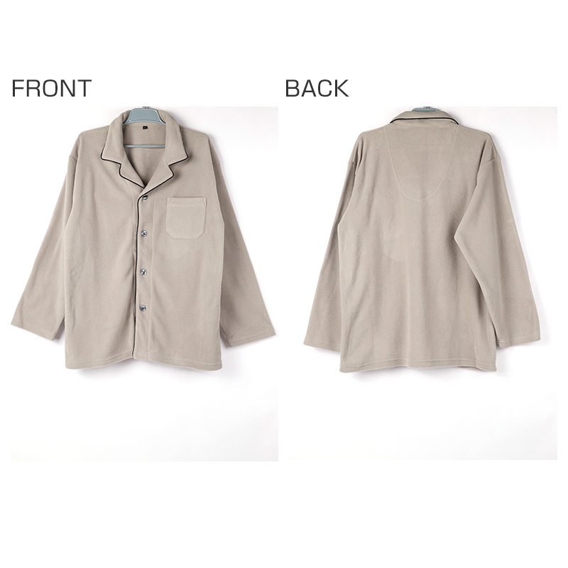 フリース ルームウェア メンズ パジャマ 上下セット 長袖 冬 保温 丸首 クルーネック 前閉じ 部屋着 M L LL 紳士 無地 セットアップ シンプル リラックスウェア ナイトウェア 寝巻き もこもこ ふんわり やわらか 暖かい あったか おしゃれ プレゼント ギフト