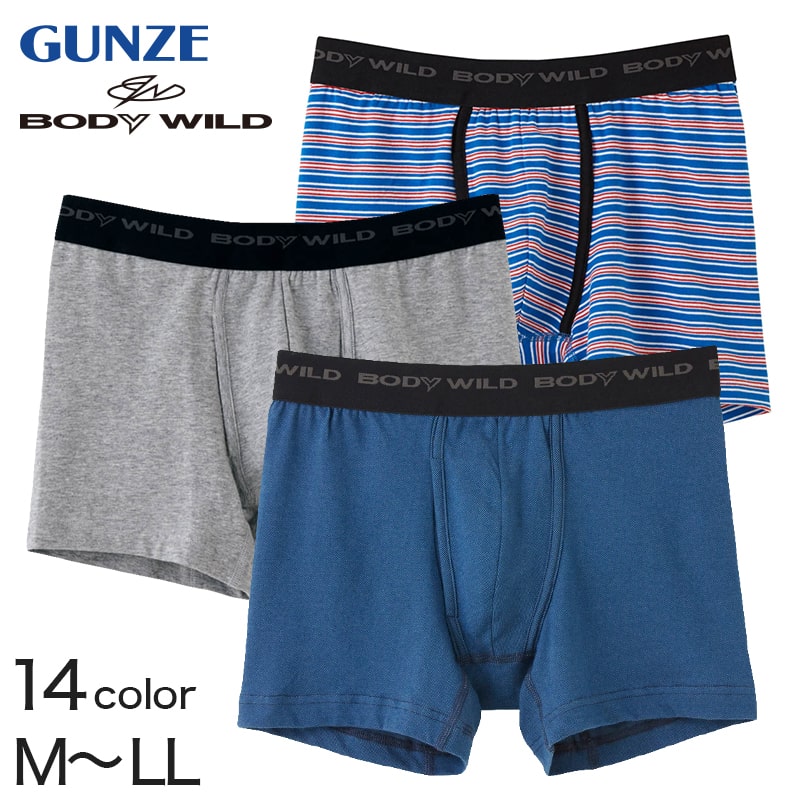 グンゼ BodyWild メンズ ボクサーパンツ 下着 パンツ 肌着 前開き M～LL (GUNZE ボディワイルド 男性 紳士 インナー ブリーフ インナーウェアー 綿混素材 ストレッチ M L LL) (在庫限り)