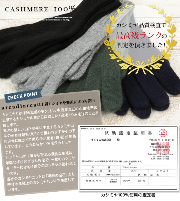 手袋 メンズ カシミヤ ニット フリーサイズ (防寒 暖かい カシミヤ100% 手ぶくろ グローブ カシミア 男性 無地 シンプル プレゼント ギフト arcadiarca) (在庫限り)