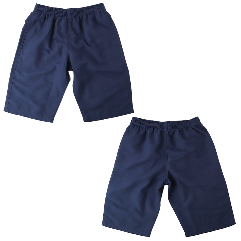 スクール水着 男の子 ロングパンツ カイパン 海パン キッズ ジュニア 水着 スイムパンツ 2WAY ストレッチ UVカット UPF50+ 紫外線カット ゼッケン付き 120cm～170cm ウエスト調節ヒモ 紺 学校用 授業用 プール