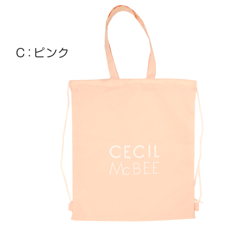 プールバッグ キッズ 女の子 ナップサック CECIL McBEE セシルマクビー リボン 大きめ 巾着バッグ 水泳バッグ スイムバッグ 体操服入れ 体操着入れ 水着入れ お名前スペース 紐調節可 W36×H44×D7 ポリエステル ブラック ピンク サックス 学校用
