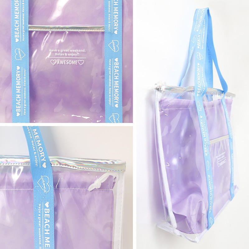 プールバッグ キッズ 女の子 トートバッグ CECIL McBEE セシルマクビー 内袋付き ビニールバッグ 水泳バッグ スイムバッグ ガールズ 子供用 ポリエステル 塩化ビニル樹脂 ブラック ピンク サックス W28×H30×D12 学校用 プール 海 水遊び 夏用