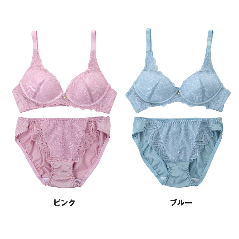 ノンワイヤーブラ ショーツ 上下セット S ~ 5L ブラジャー レディース 下着 セットアップ インナー レース かわいい ワイヤレス 補整下着 痛くない 大きいサイズ 楽ちん