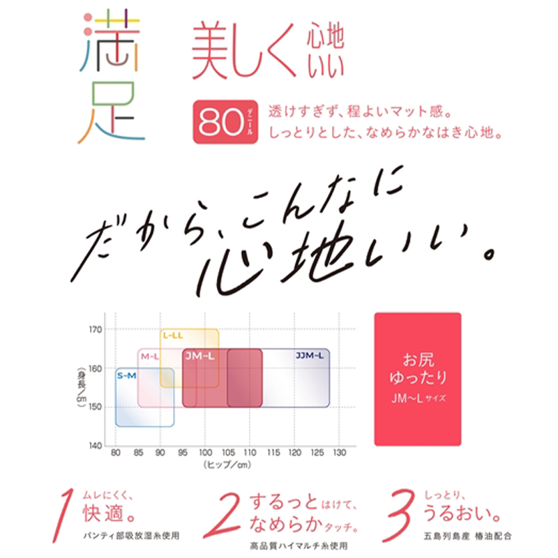 満足　80デニールタイツ（JML) JM-L (フクスケ レディース ベージュ 黒 カラータイツ 発熱タイツ 暖かい ふくすけ) (在庫限り)