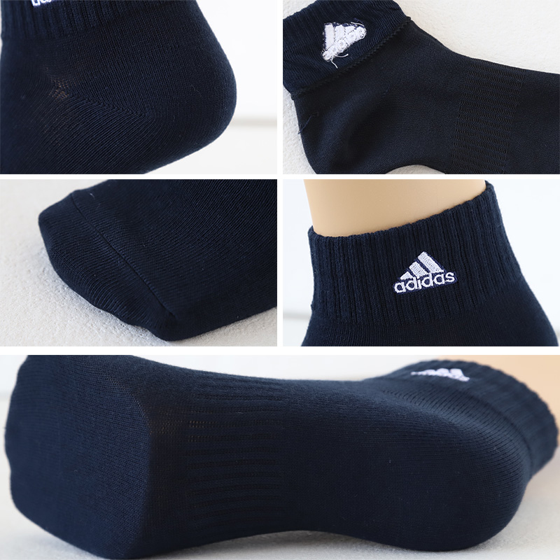 靴下 ソックス スクールソックス adidas 男子 女子 3P 19-21/21-23/23-25cm (中学生 高校生 黒 女の子 紺 くつ下 ワンポイント 丈夫 消臭 補強 片面刺繍)