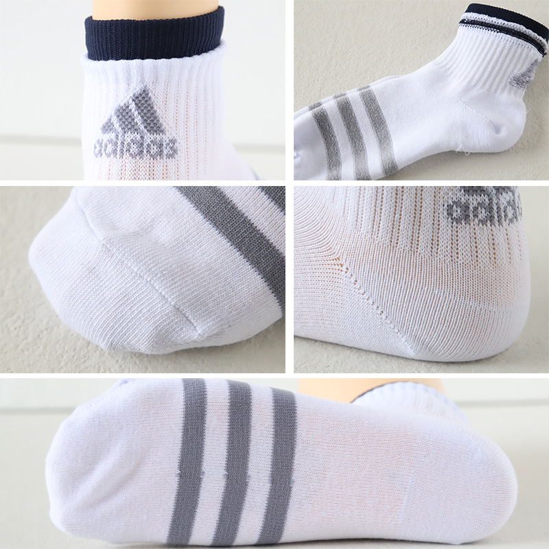 靴下 レディース ショート ソックス 女子 くるぶし丈 3P adidas 19-21/22-24cm (アディダス 綿混 女 セット まとめ買い フクスケ 福助 補強 消臭 リブ編み ) (在庫限り)