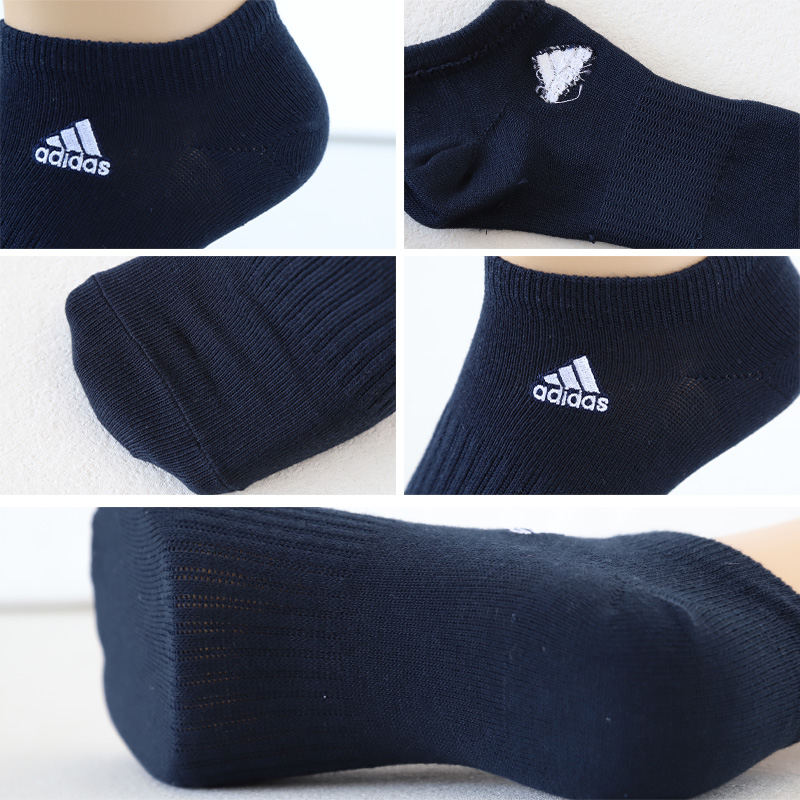 靴下 スニーカーソックス レディース サポート adidas 3P 23-25cm (女性 女の子 くつ下 ワンポイント 丈夫 スポーツソックス 夏 春 学校 スクール サポート)