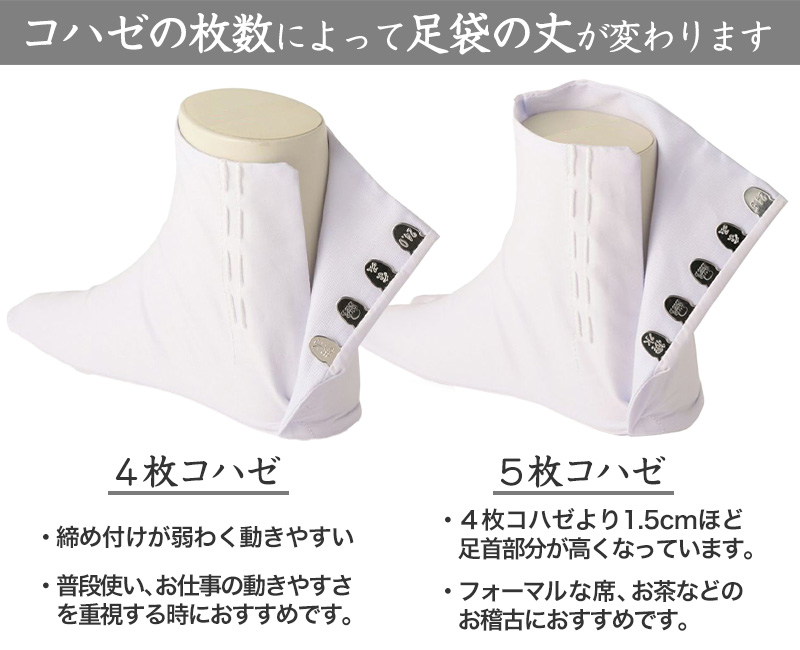 足袋 白 礼装用 福助足袋 4枚コハゼ 日本製 ささ型 21～26cm (冠