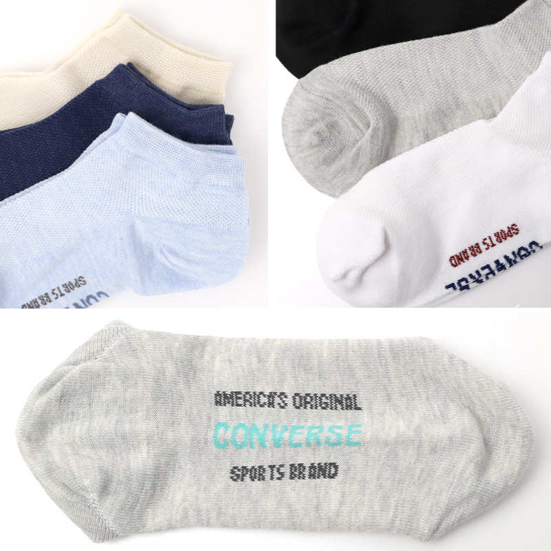 CONVERSE 靴下 レディース 3足組 接触冷感 ショートソックス スニーカーソックス スニーカー丈 ソックス ブランド靴下 レディースソックス 冷感ソックス 23-25cm カジュアルソックス 夏靴下 スポーツソックス 通勤 通学 スニーカー 靴下 福助