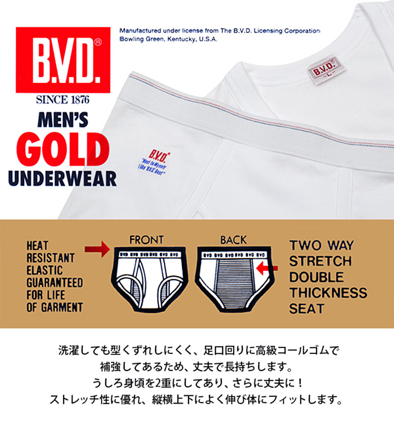 BVD メンズブリーフ 綿100% 7枚セット LL (コットン 前開き 下着 肌着 インナー 男性 紳士 パンツ ボトムス 白 ホワイト 大きいサイズ)