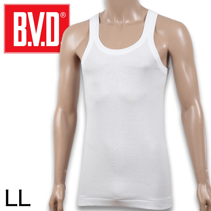 BVD メンズ タンクトップ  綿100％ LL (コットン ランニング シャツインナー 下着 男性 紳士 白 ホワイト 大きいサイズ)