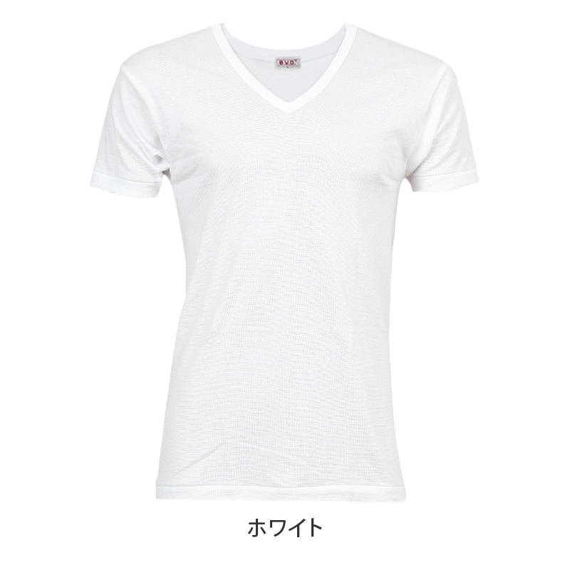 BVD 半袖 Vネック Tシャツ メンズ インナー 下着 綿100 白 4枚セット LL 大きいサイズ 快適 涼しい 薄手 通気性 肌着 無地 白シャツ 重ね着用 ブランド インナーウェア セット お得 着心地良い 定番 シンプル ギフト プレゼント 父の日 敬老の日