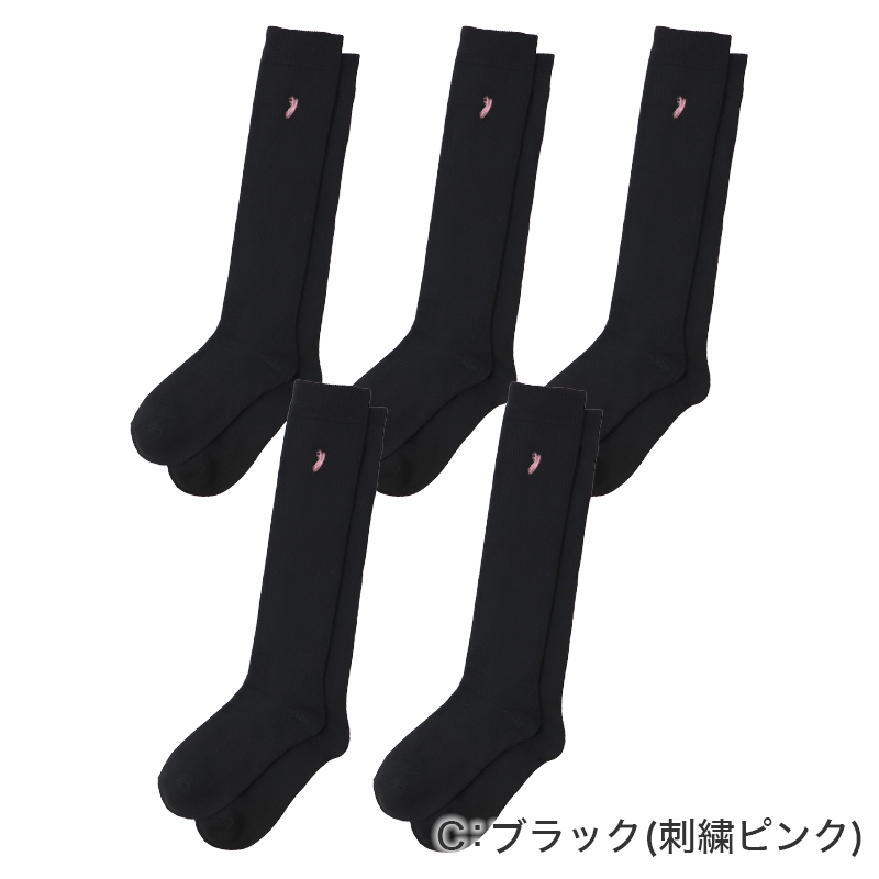 スクールソックス ハイソックス リブ レディース 黒 紺 22-24cm ワンポイント 刺繍 靴下 女子 中学生 高校生 通学 学校 22cm 23cm 24cm WESTERN POLO TEXAS