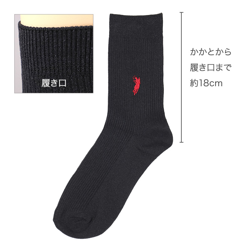 靴下 レディース リブ ソックス 綿混 レディースソックス 22-24cm スクールソックス 通学 くつした くつ下 黒 ブラック おしゃれ シンプル 可愛い 刺繍 WESTERN POLO TEXAS