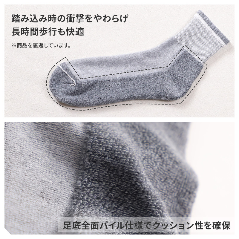 メンズ 靴下 クルーソックス メンズソックス 5足セット 25 26 27 cm クルー丈 履き口ゆったり すべり止め付き 口ゆったり ゆったり靴下 痛くなりにくい フローリング 介護 仕事用 在宅用 デイリー 滑り止め 病院用 使いやすい ビジネスソックス ブラック 黒 まとめ買い