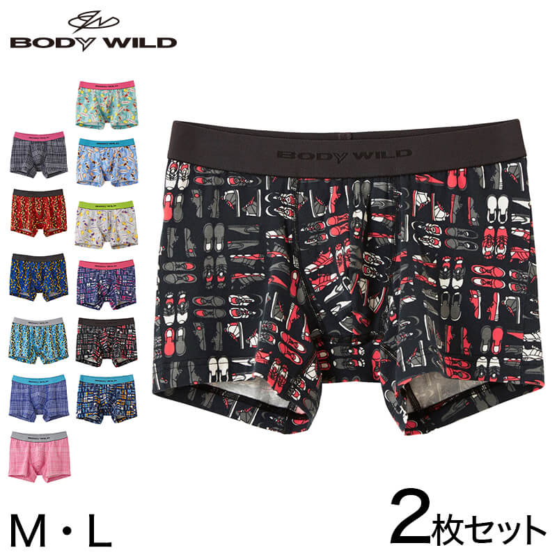 グンゼ BODYWILD ボクサーパンツ メンズ パンツ ボディワイルド 男性 2枚セット M・L (GUNZE 下着 肌着 インナー インナーパンツ ボクサーブリーフ カラー豊富 前とじ やわらか 伸縮性 柄 カジュアル インナーウェアー) (在庫限り)