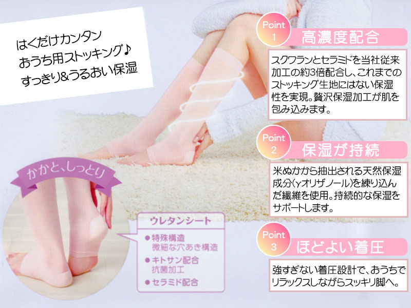 高濃度保湿脚マスク おうち用ストッキング ひざ下 グンゼ HAQCARE 22-25cm (着圧ソックス オープントゥ ストッキング 保湿 しっとり 着圧 レディース) (在庫限り)