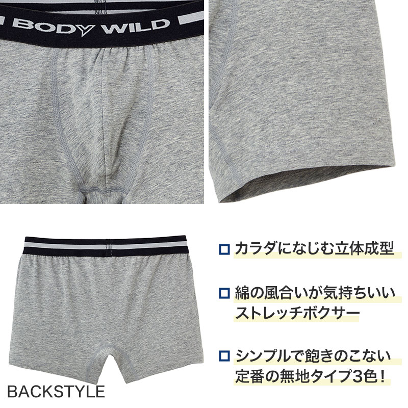 グンゼ BODYWILD ボクサーブリーフ　3枚組 M～LL (GUNZE ボディワイルド メンズ 男 紳士 ボクサー ブリーフ パンツ 綿混 前とじ) (在庫限り)