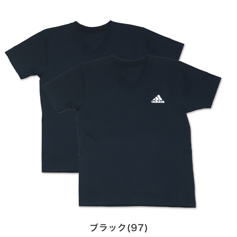 グンゼ アディダス ボーイズ VネックTシャツ 2枚組 140～170cm (下着 子供 インナー 男の子 半袖 シャツ 白 黒 子ども ジュニア adidas)