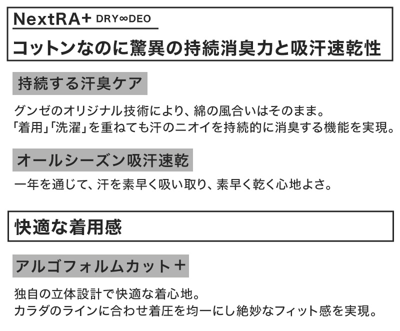 グンゼ インナー メンズ 半袖 綿100% tシャツ クルーネック 消臭 M~LL インナーシャツ 肌着 下着 紳士 男性 吸汗速乾 インナーウェア YG ワイジー シャツ M L LL 汗臭 ムレ 白 灰 綿100 ネクストラ ネクストラプラス
