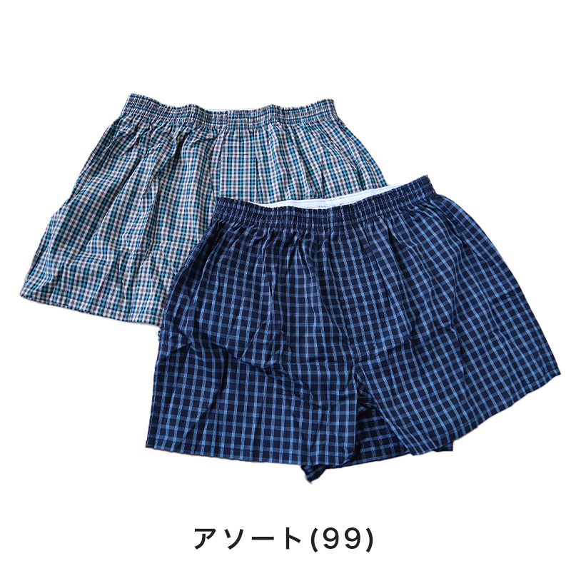 グンゼ やわらか肌着 トランクス 綿100% 2枚組 M~LL (メンズ パンツ 下着 インナー 男性 チェック 2枚組 セット)