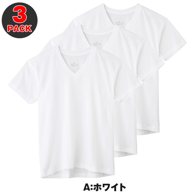 グンゼ メンズ tシャツ vネック 3枚組 綿100% 半袖 インナー S～LL ボディワイルド BODYWILD インナーシャツ v首 無地 下着 肌着 紳士 男性 トップス