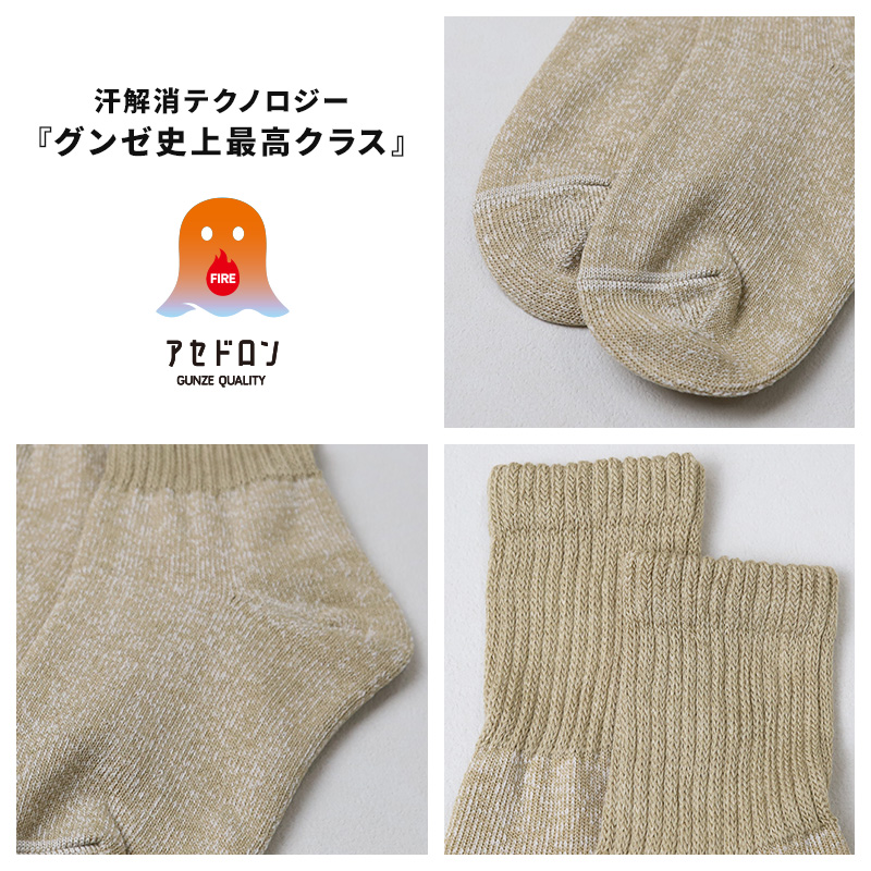 ファイヤーアセドロン 婦人 ソックス レディース 靴下 汗とり グンゼ  22 23 24 cm 吸汗 吸水 消臭 防臭 蒸れにくい 蒸れ防止 足蒸れ対策 足冷え対策 冷え取り クルー丈 3層構造 厚手 丈夫 通勤 通学 ビジネス カジュアル ブラック 黒 母の日 プレゼント ギフト 贈り物