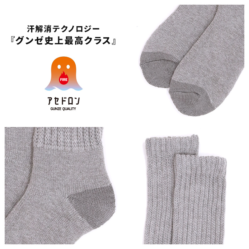 ファイヤーアセドロン 婦人 ソックス レディース 靴下 汗とり グンゼ  22 23 24 cm 吸汗 吸水 消臭 防臭 蒸れにくい 蒸れ防止 足蒸れ対策 足冷え対策 冷え取り クルー丈 メガパイル ウール混 厚手 丈夫 通勤 通学 ビジネス カジュアル 母の日 プレゼント ギフト 贈り物